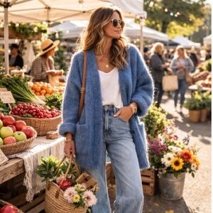 VTG ANDREW STEWART Mohair/Wool Jacket Blue Cardigan 1970’s Scotish Wool Vintage